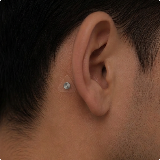 m.2 sensor worn behind an ear.