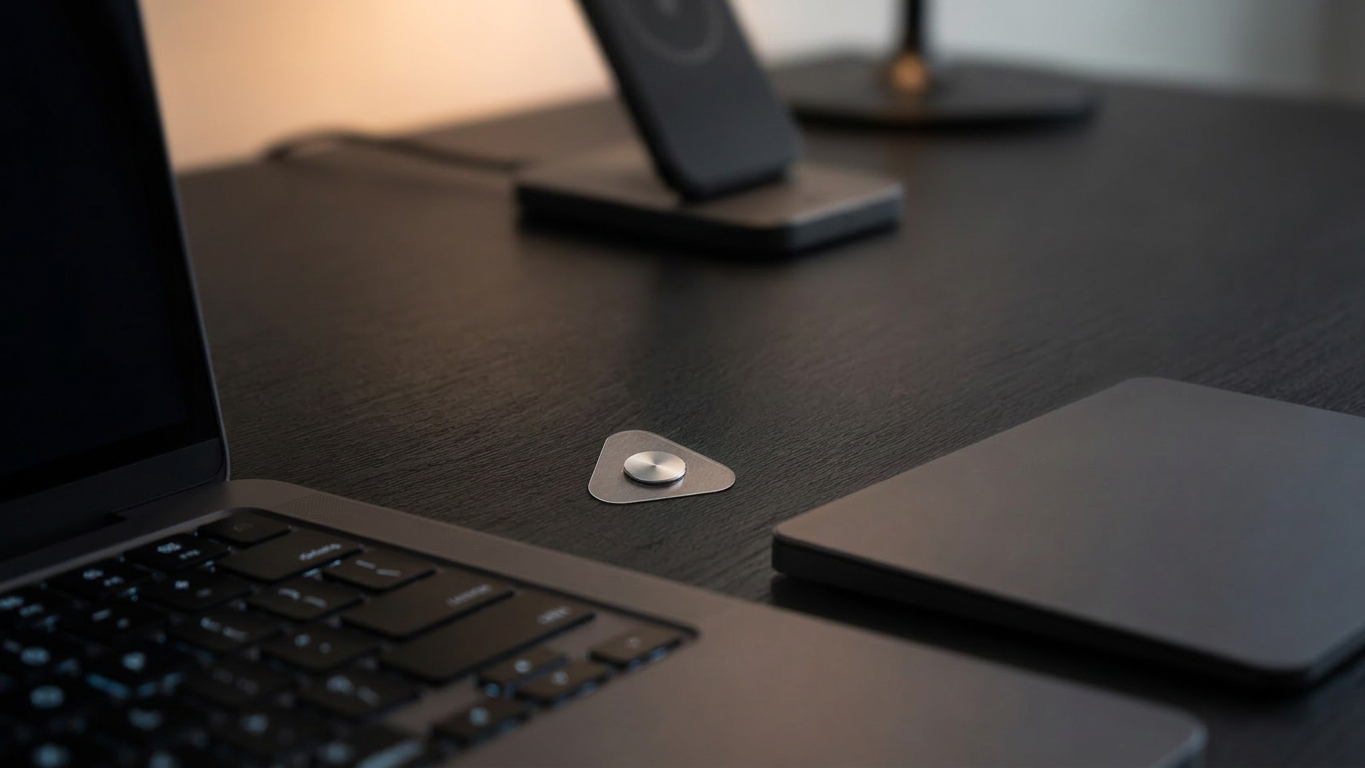 m.2 sensor resting on a desk between a keyboard and a closed device.